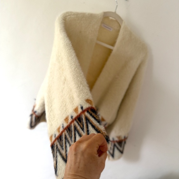 Anthropologie Cream Aztec Open Cardigan/Kimono/Jacket Size Large - Picture 5 of 16